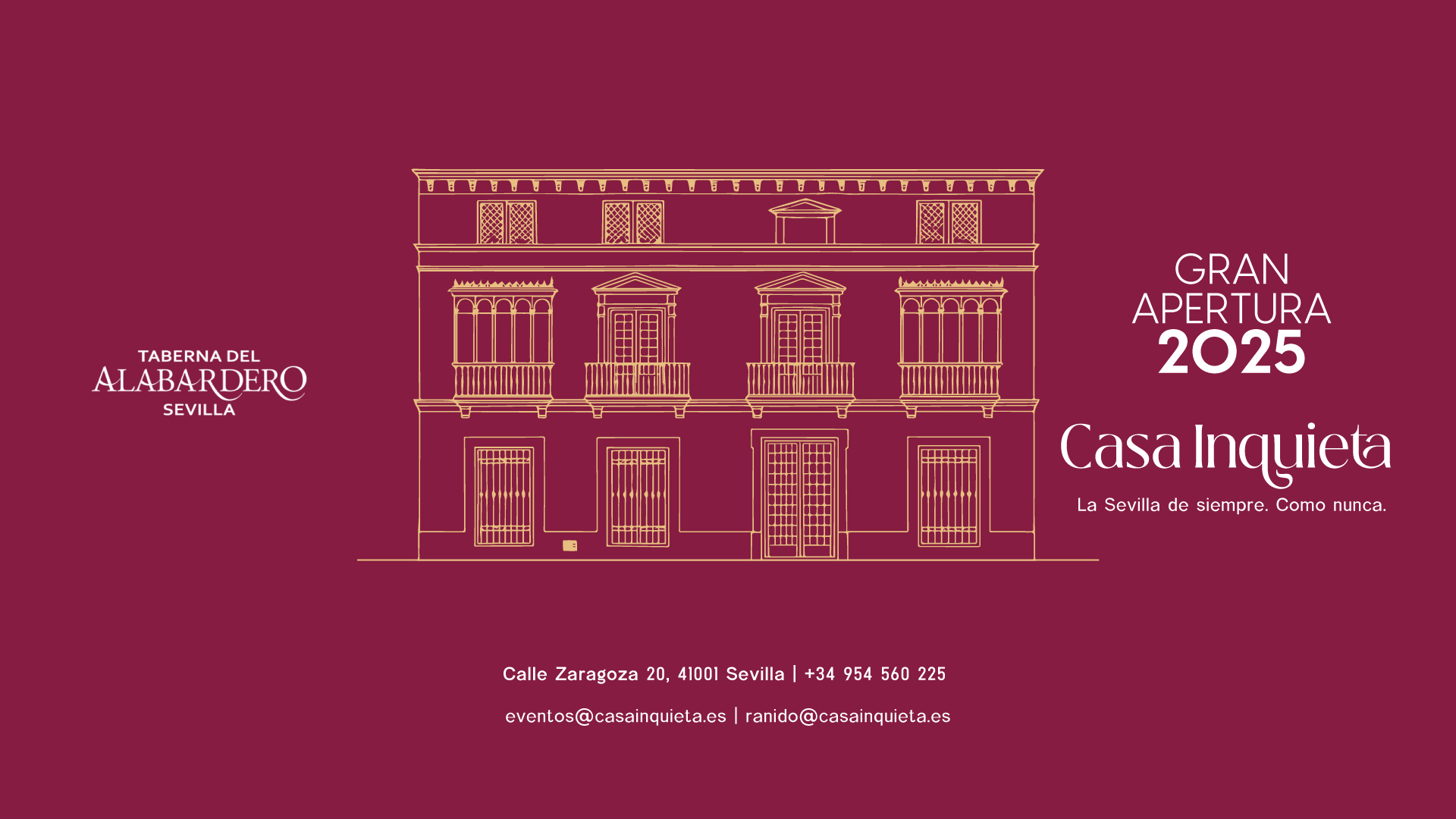Fachada del restaurante en la calle Zaragoza 20 en Sevilla